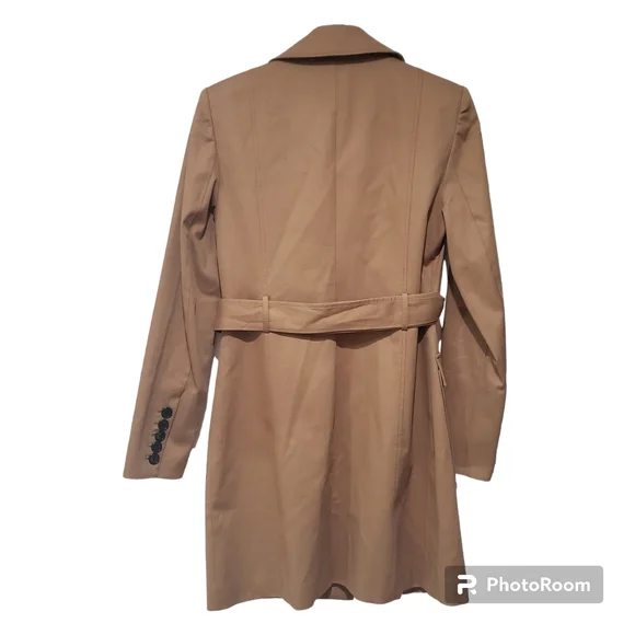 Veronica beard trench coat military style size 4 tan belted - Picture 2 of 6